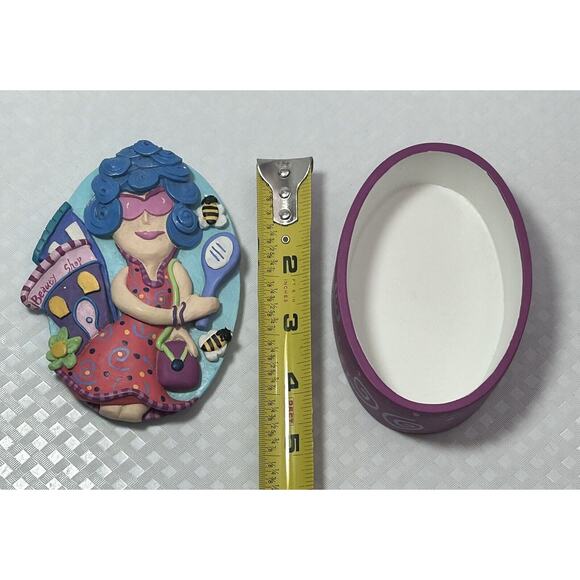 Julie Borden 2000 Beauty Shop Jewery, trinket, plaque Box - Picture 3 of 10